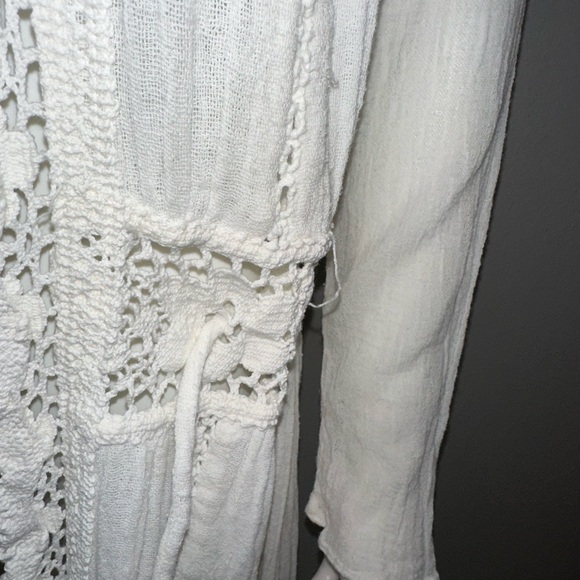 JEN’S PIRATE BOOTY white cotton crochet boho duster beach coverup maxi dress M/L - Picture 9 of 12